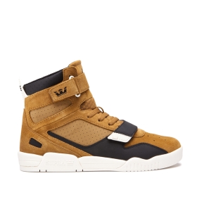 Supra Mens BREAKER High Top Shoes Tan/Black/bone | US-91993